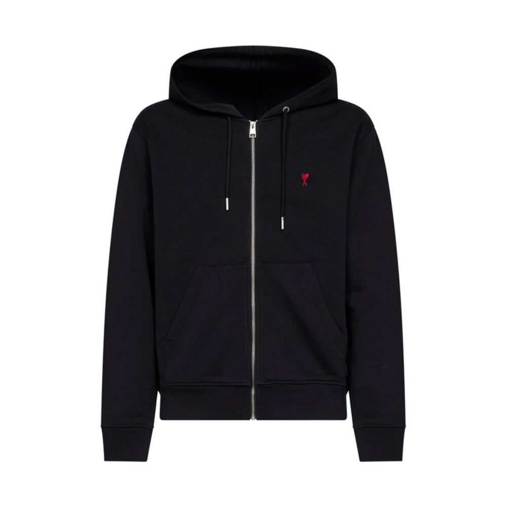 Ami Paris Men Black Cotton Ami De Cœur Zip-Up Hoodie